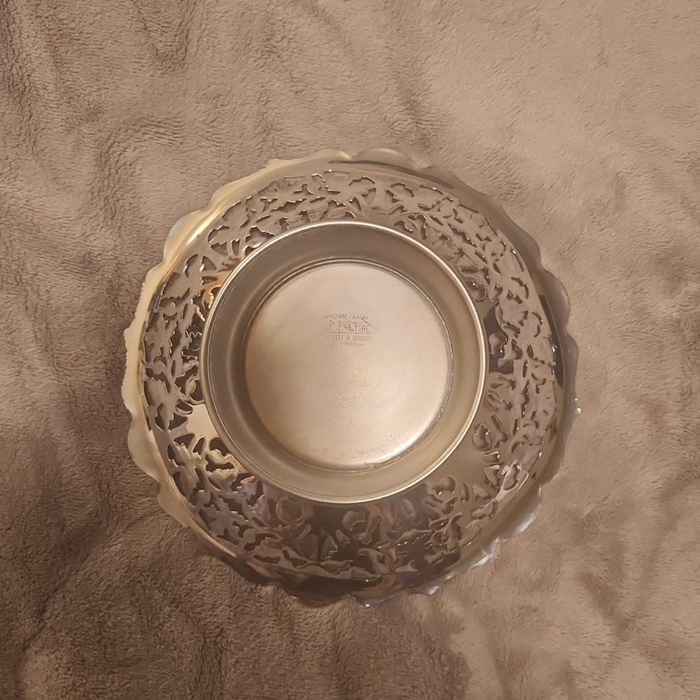 KROME KRAF Art Deco Silver Decorative Bowl. With Scalloped Edging Ornate Design - Picture 5 of 9
